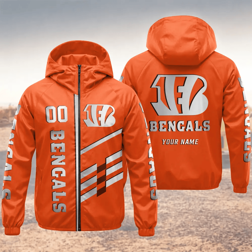 Cincinnati Bengals Hooded Full Zip Windbreaker Jacket P34s3r