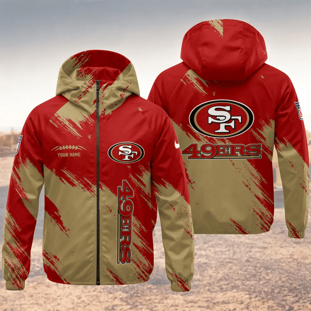 San Francisco 49ers Hooded Full Zip Windbreaker Jacket Paycym