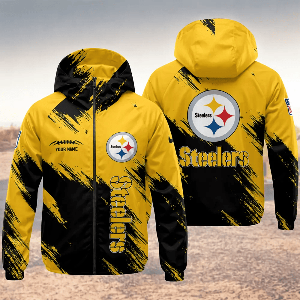 Pittsburgh Steelers Hooded Full Zip Windbreaker Jacket Psfu8e