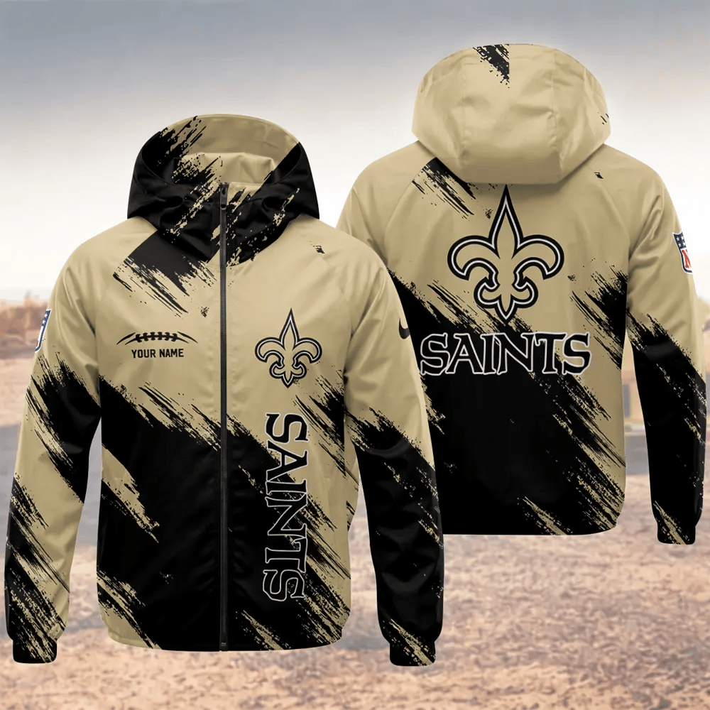 New Orleans Saints Hooded Full Zip Windbreaker Jacket Ppmwm3