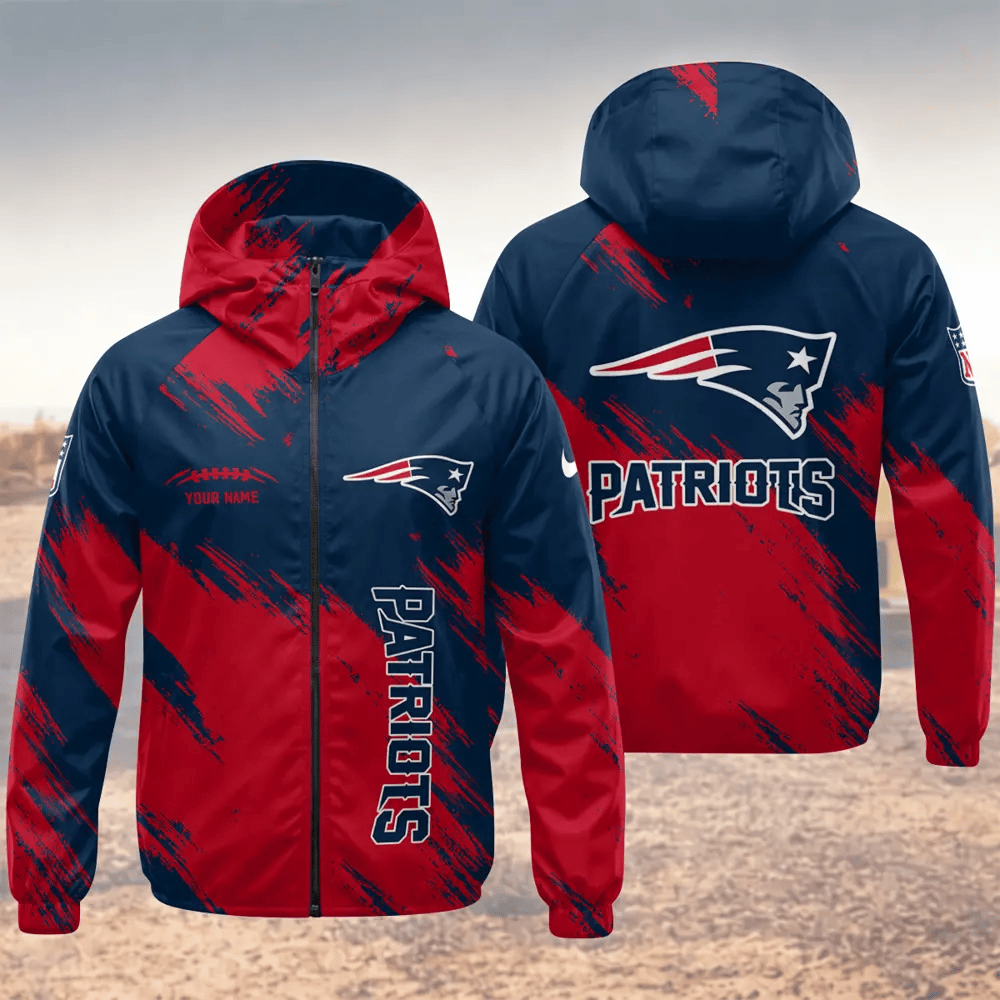 New England Patriots Hooded Full Zip Windbreaker Jacket P52ezq