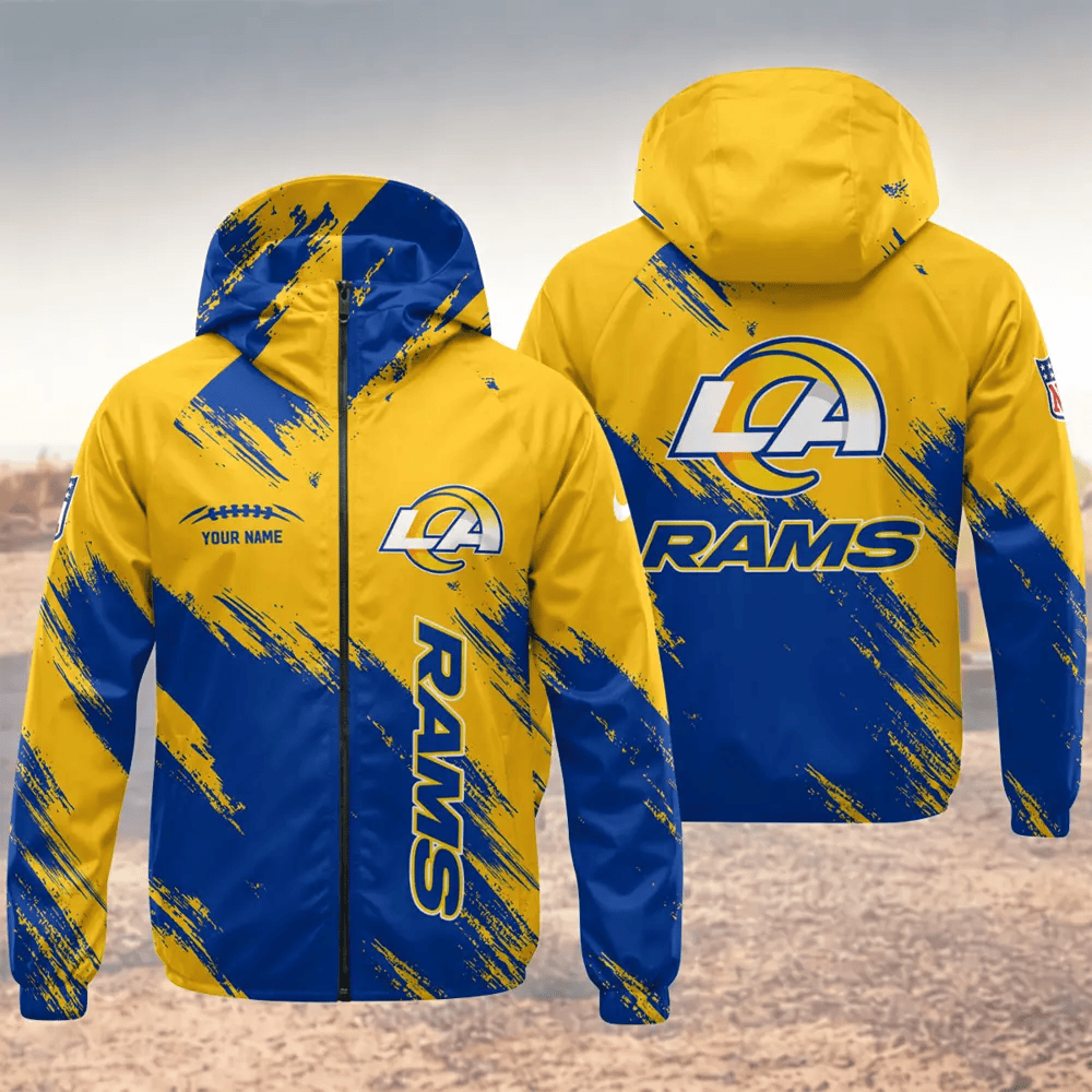 Los Angeles Rams Hooded Full Zip Windbreaker Jacket Pllgqr