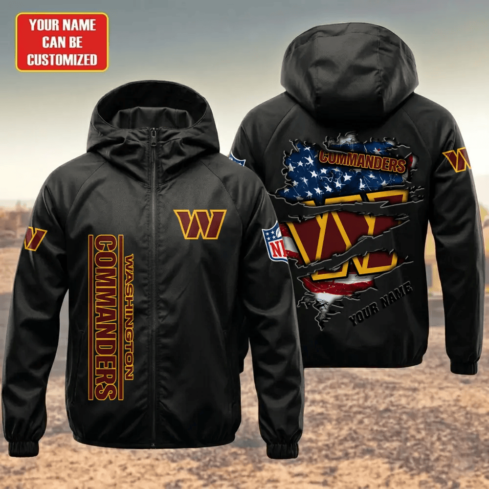 Washington Commanders Hooded Full Zip Windbreaker Jacket P8a3k5