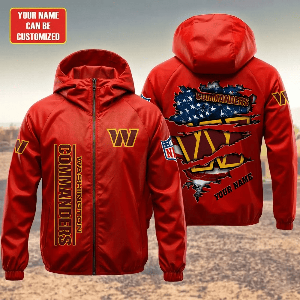 Washington Commanders Hooded Full Zip Windbreaker Jacket P8a3k5