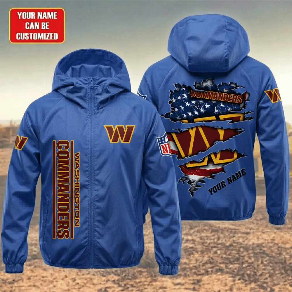 Washington Commanders Hooded Full Zip Windbreaker Jacket P8a3k5
