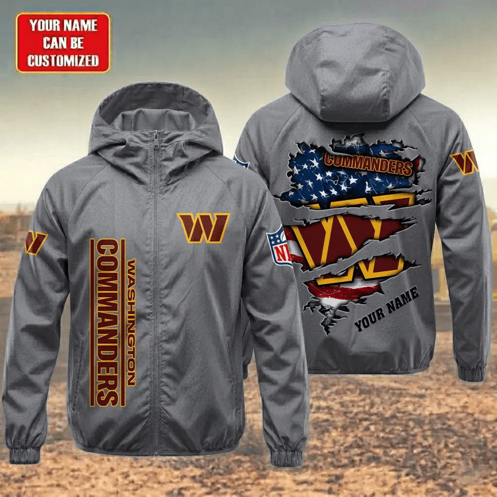 Washington Commanders Hooded Full Zip Windbreaker Jacket P8a3k5