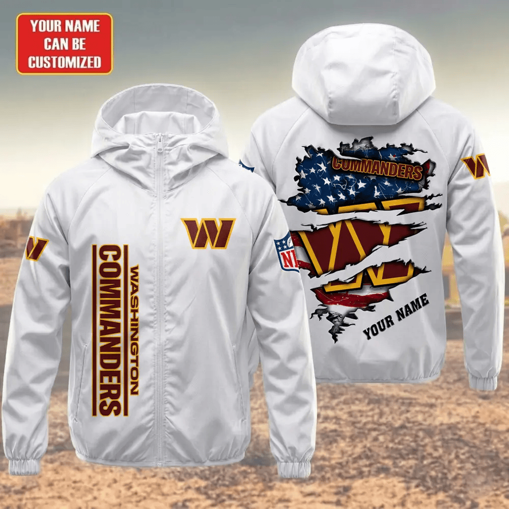 Washington Commanders Hooded Full Zip Windbreaker Jacket P8a3k5