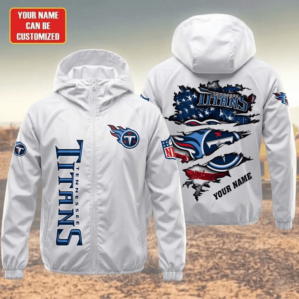 Tennessee Titans Hooded Full Zip Windbreaker Jacket Pwtvyt