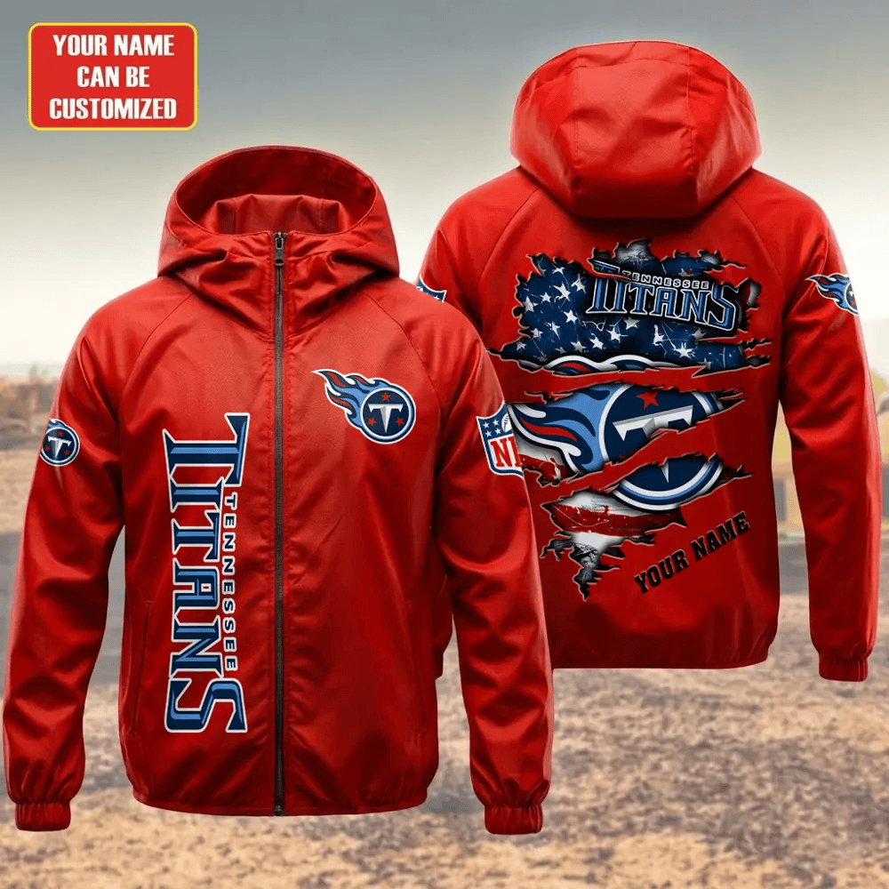 Tennessee Titans Hooded Full Zip Windbreaker Jacket Pwtvyt