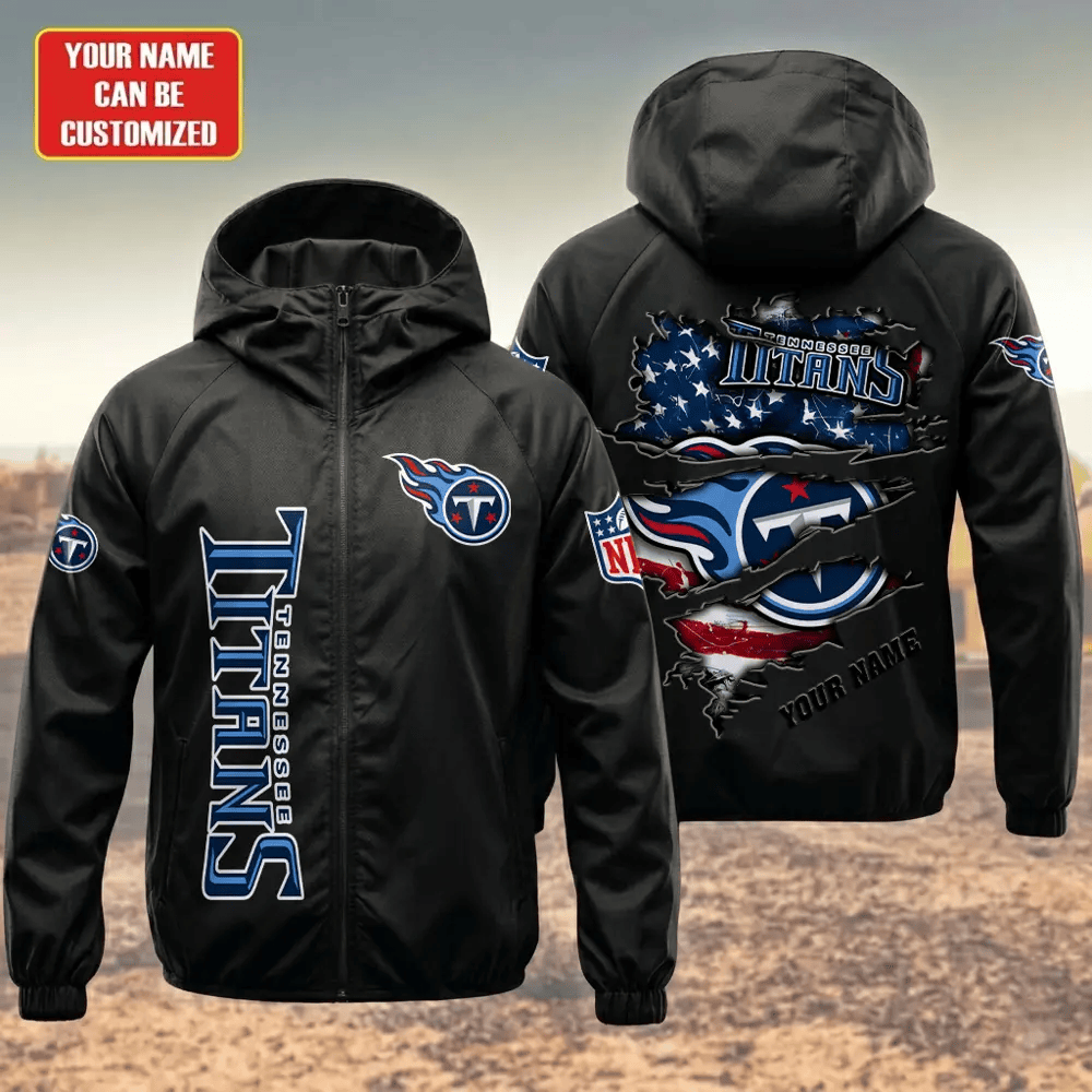 Tennessee Titans Hooded Full Zip Windbreaker Jacket Pwtvyt