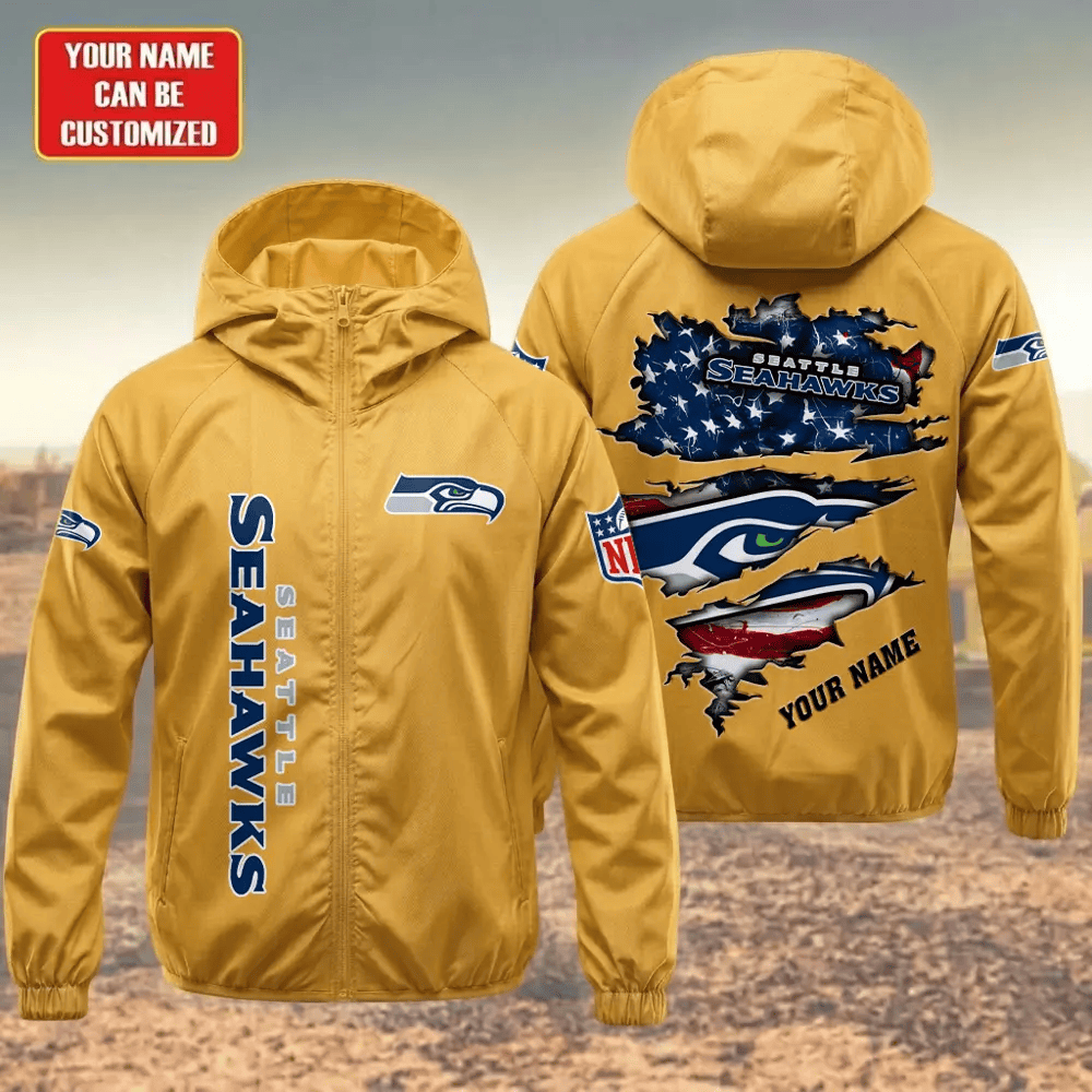 Seattle Seahawks Hooded Full Zip Windbreaker Jacket Phxbas
