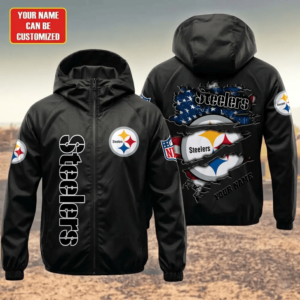 Pittsburgh Steelers Hooded Full Zip Windbreaker Jacket Pxpbwa