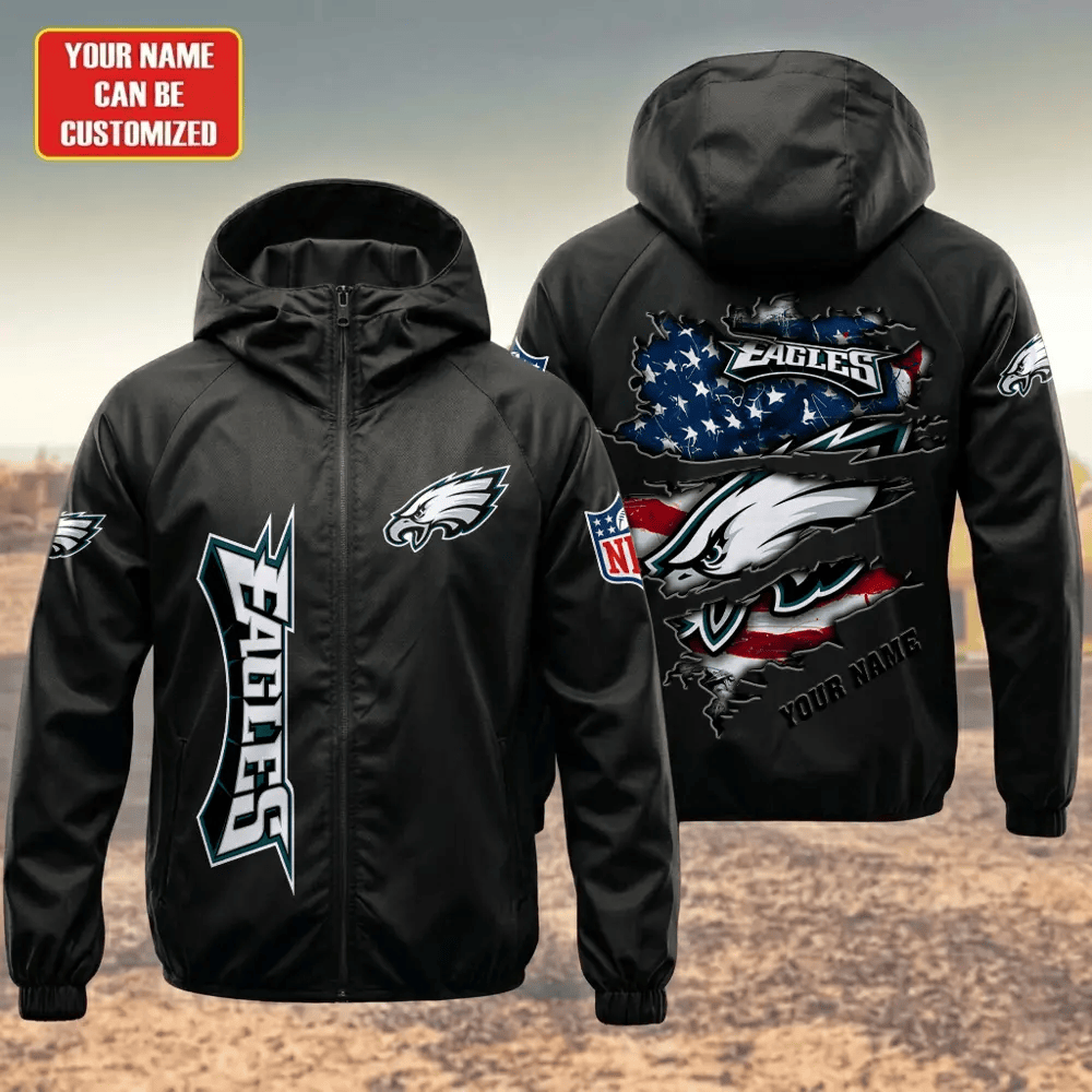 Philadelphia Eagles Hooded Full Zip Windbreaker Jacket Pl7vrm