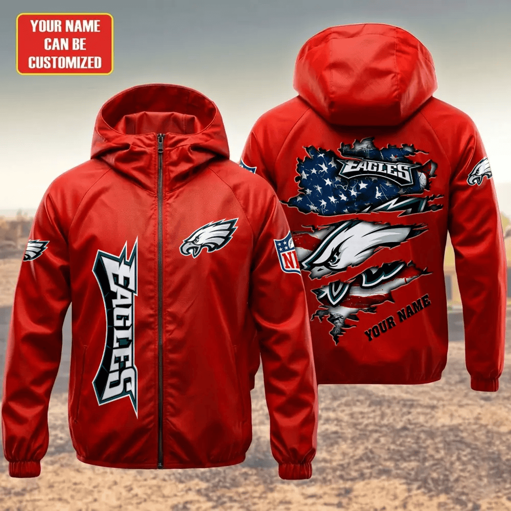 Philadelphia Eagles Hooded Full Zip Windbreaker Jacket Pl7vrm