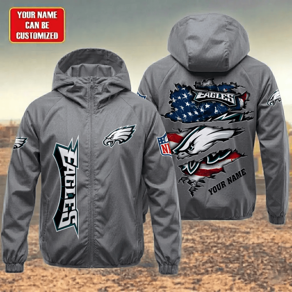 Philadelphia Eagles Hooded Full Zip Windbreaker Jacket Pl7vrm