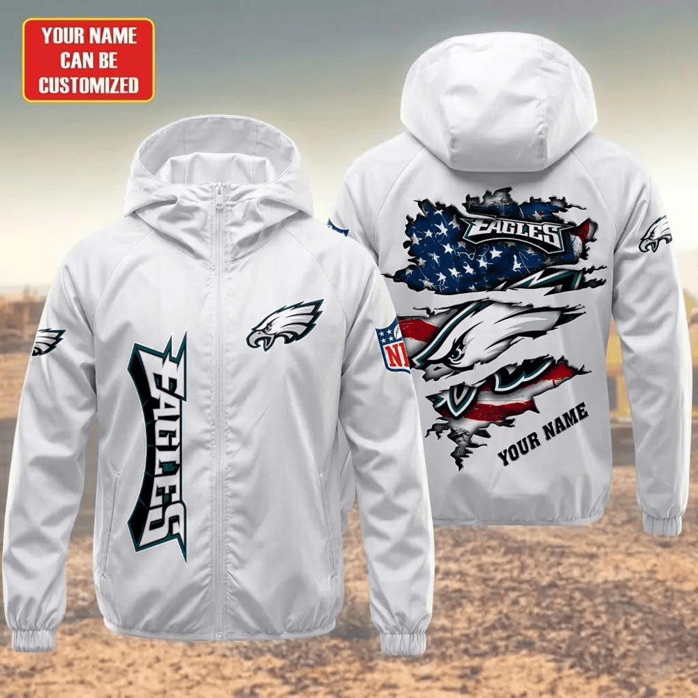 Philadelphia Eagles Hooded Full Zip Windbreaker Jacket Pl7vrm