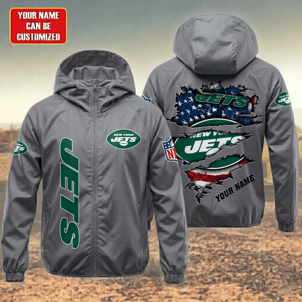 New York Jets Hooded Full Zip Windbreaker Jacket Ptsxxq