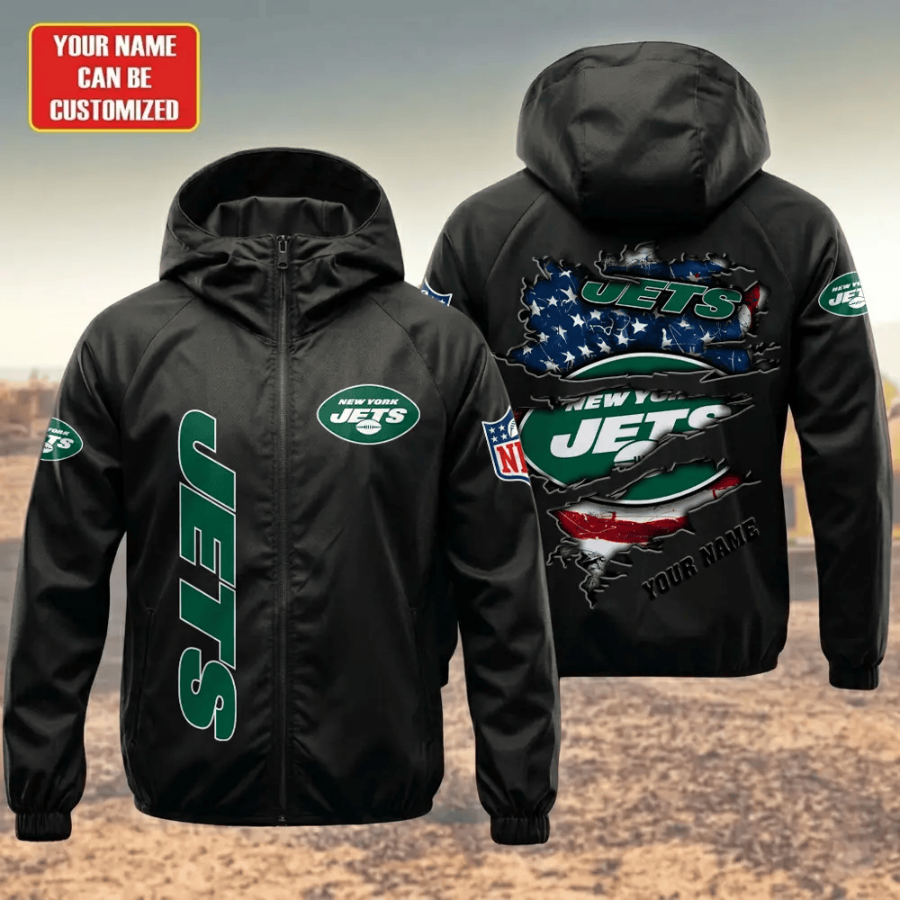 New York Jets Hooded Full Zip Windbreaker Jacket Ptsxxq