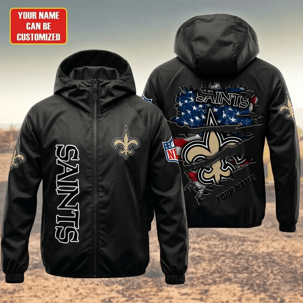 New Orleans Saints Hooded Full Zip Windbreaker Jacket Pv2knr