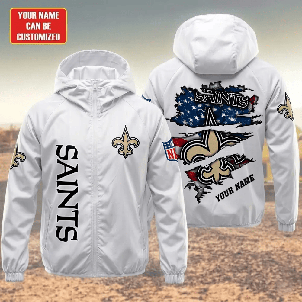 New Orleans Saints Hooded Full Zip Windbreaker Jacket Pv2knr