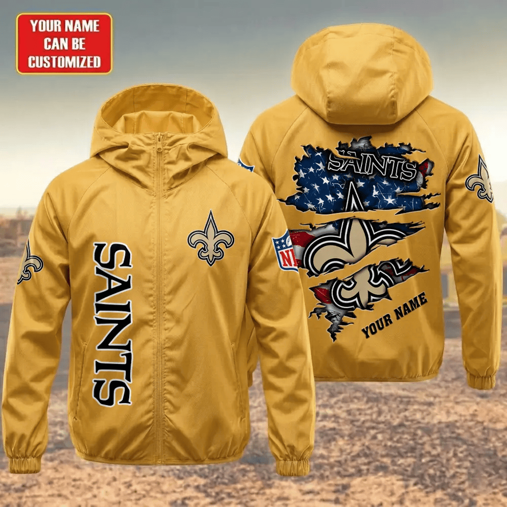 New Orleans Saints Hooded Full Zip Windbreaker Jacket Pv2knr