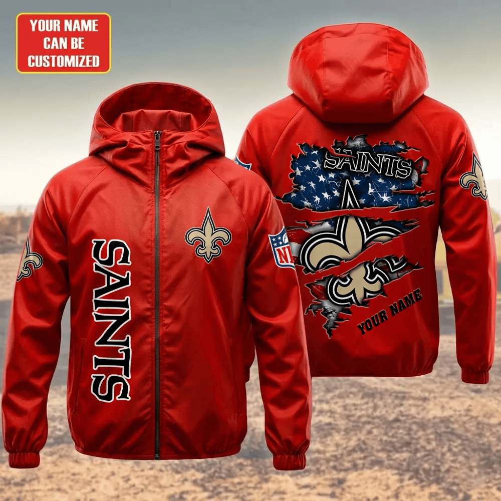 New Orleans Saints Hooded Full Zip Windbreaker Jacket Pv2knr