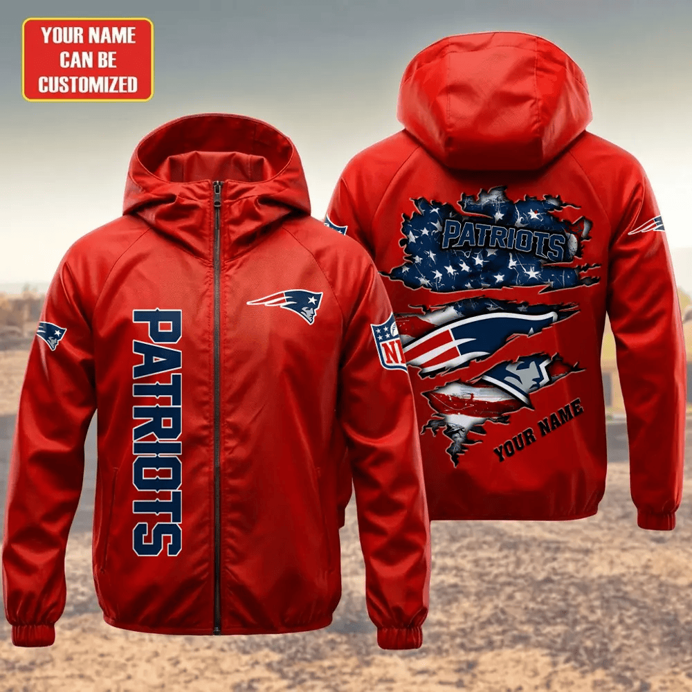 New England Patriots Hooded Full Zip Windbreaker Jacket Prq344