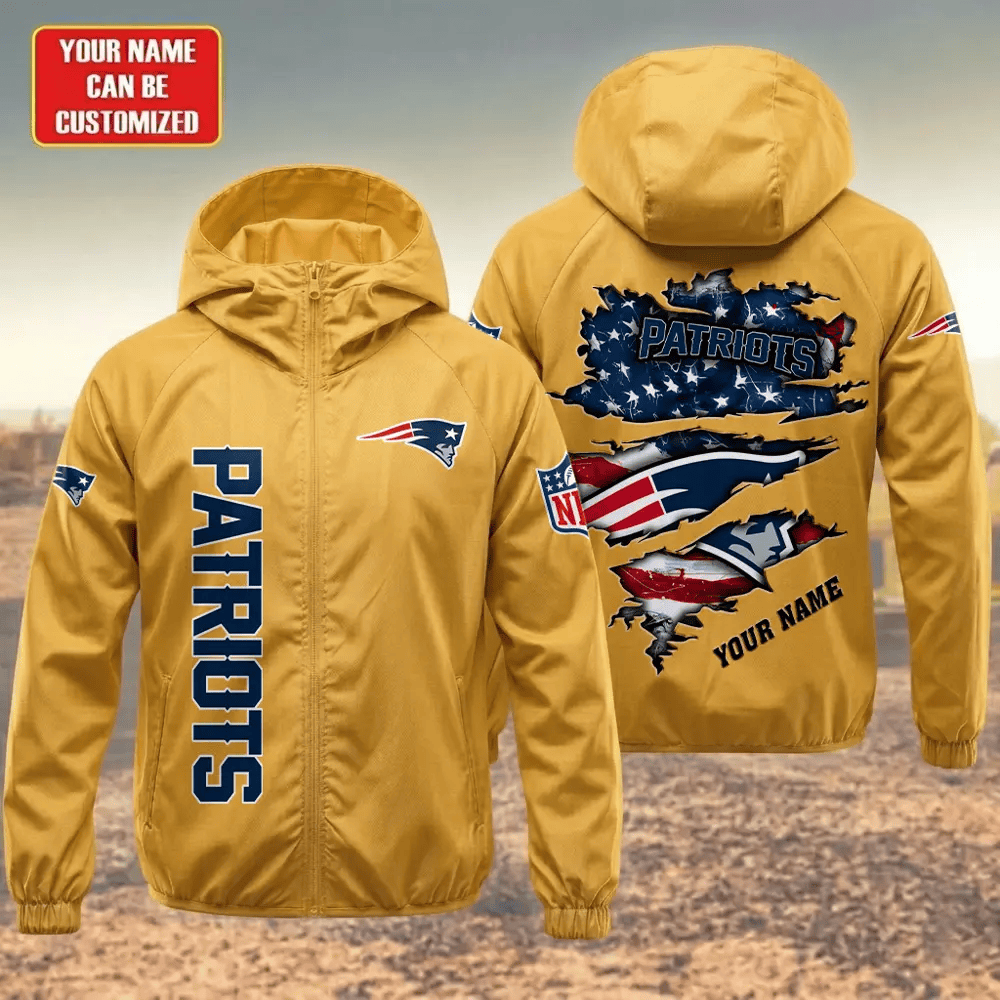 New England Patriots Hooded Full Zip Windbreaker Jacket Prq344