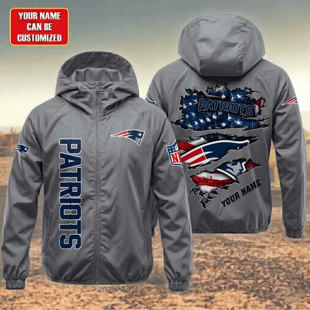 New England Patriots Hooded Full Zip Windbreaker Jacket Prq344