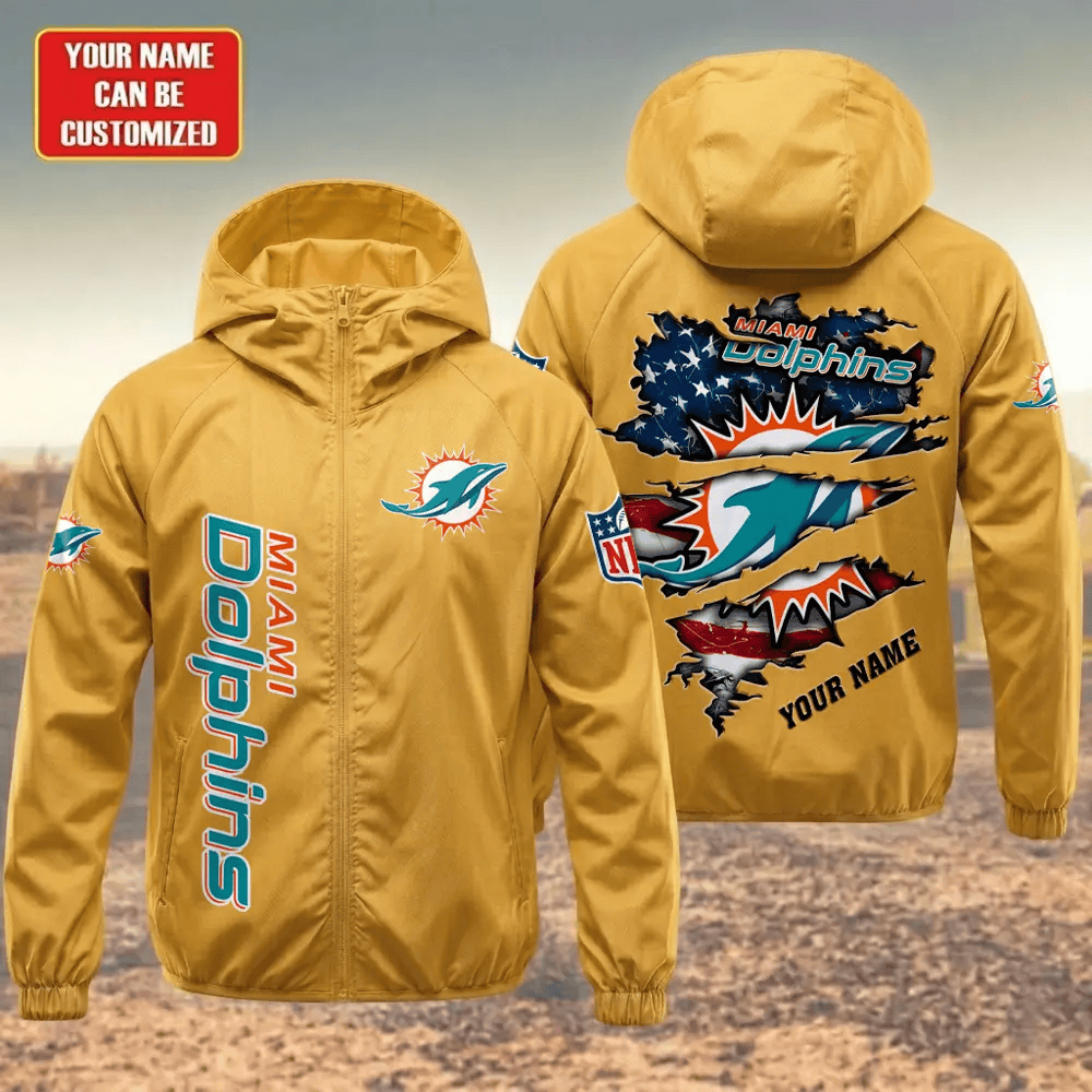 Miami Dolphins Hooded Full Zip Windbreaker Jacket Pl38zf