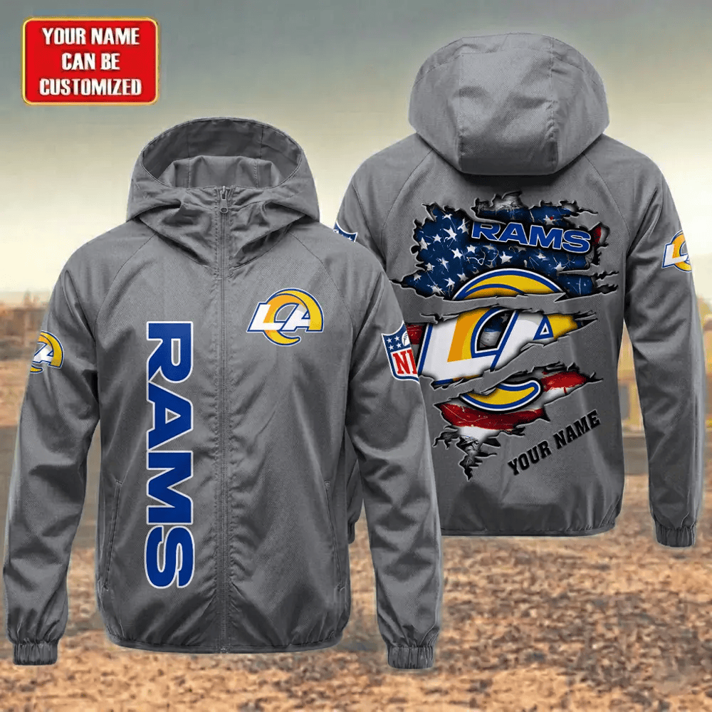 Los Angeles Rams Hooded Full Zip Windbreaker Jacket Pg89ak