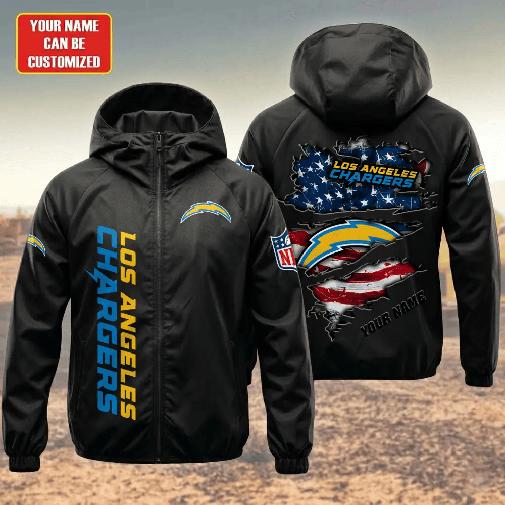 Los Angeles Chargers Hooded Full Zip Windbreaker Jacket Pu2d9v