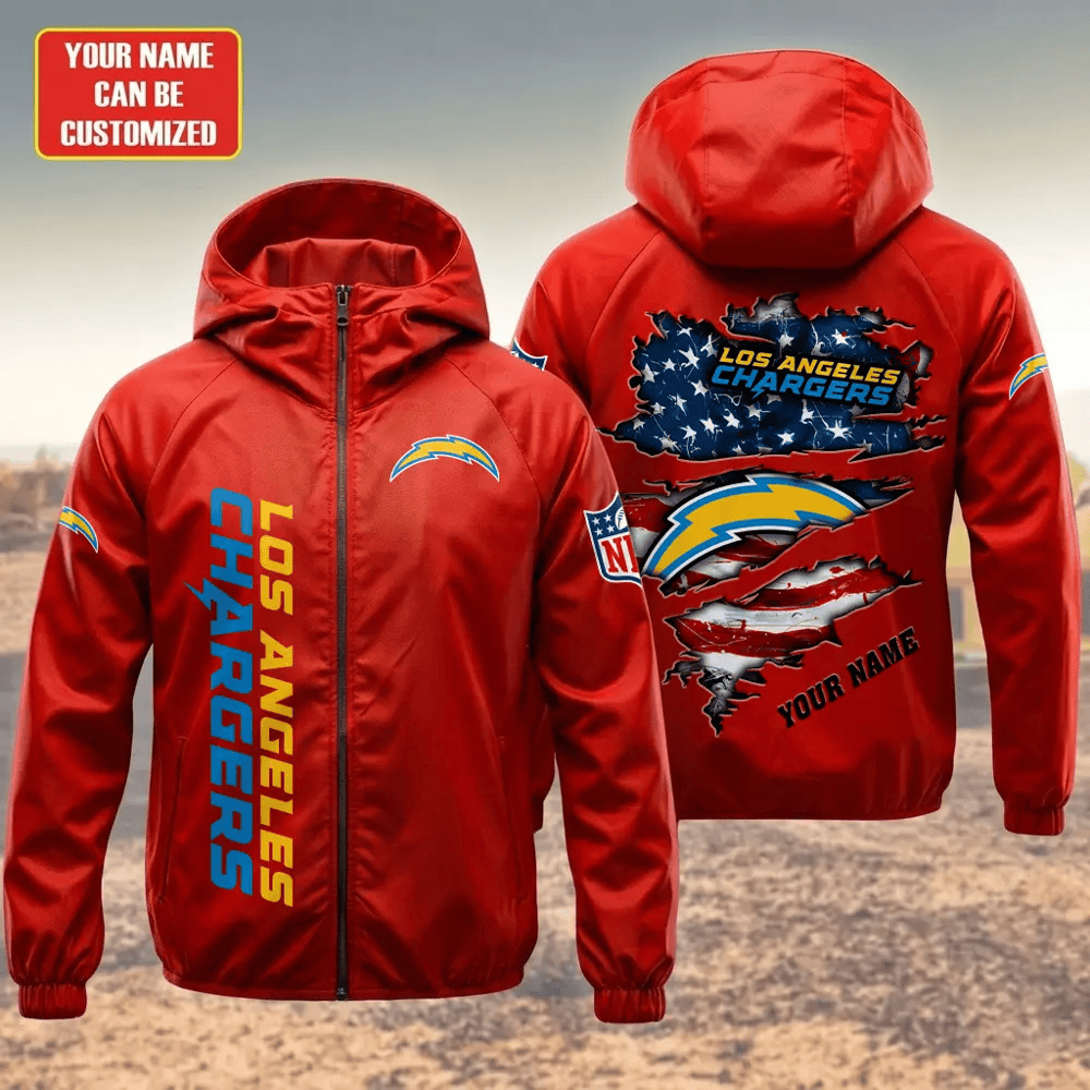 Los Angeles Chargers Hooded Full Zip Windbreaker Jacket Pu2d9v