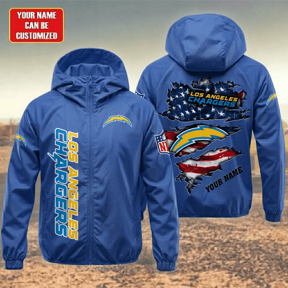 Los Angeles Chargers Hooded Full Zip Windbreaker Jacket Pu2d9v