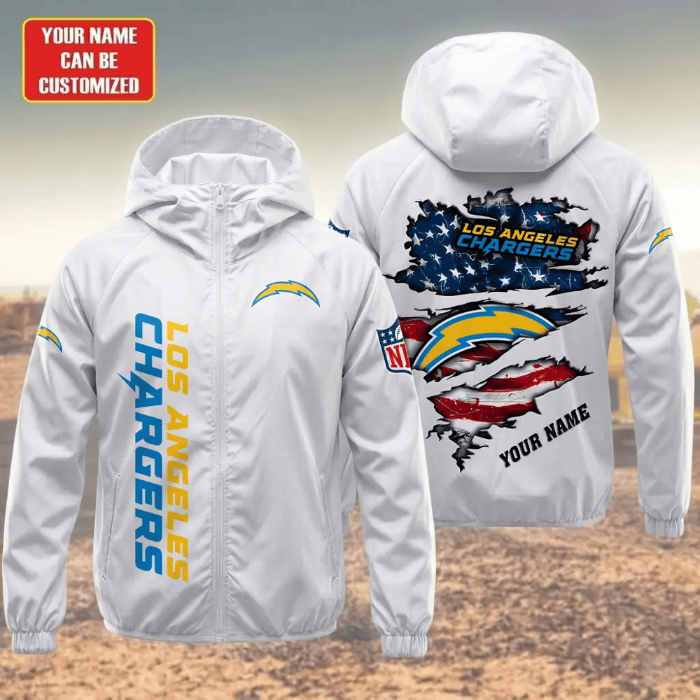 Los Angeles Chargers Hooded Full Zip Windbreaker Jacket Pu2d9v
