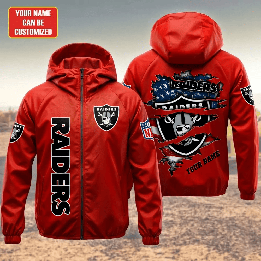 Las Vegas Raiders Hooded Full Zip Windbreaker Jacket Pt4ckg