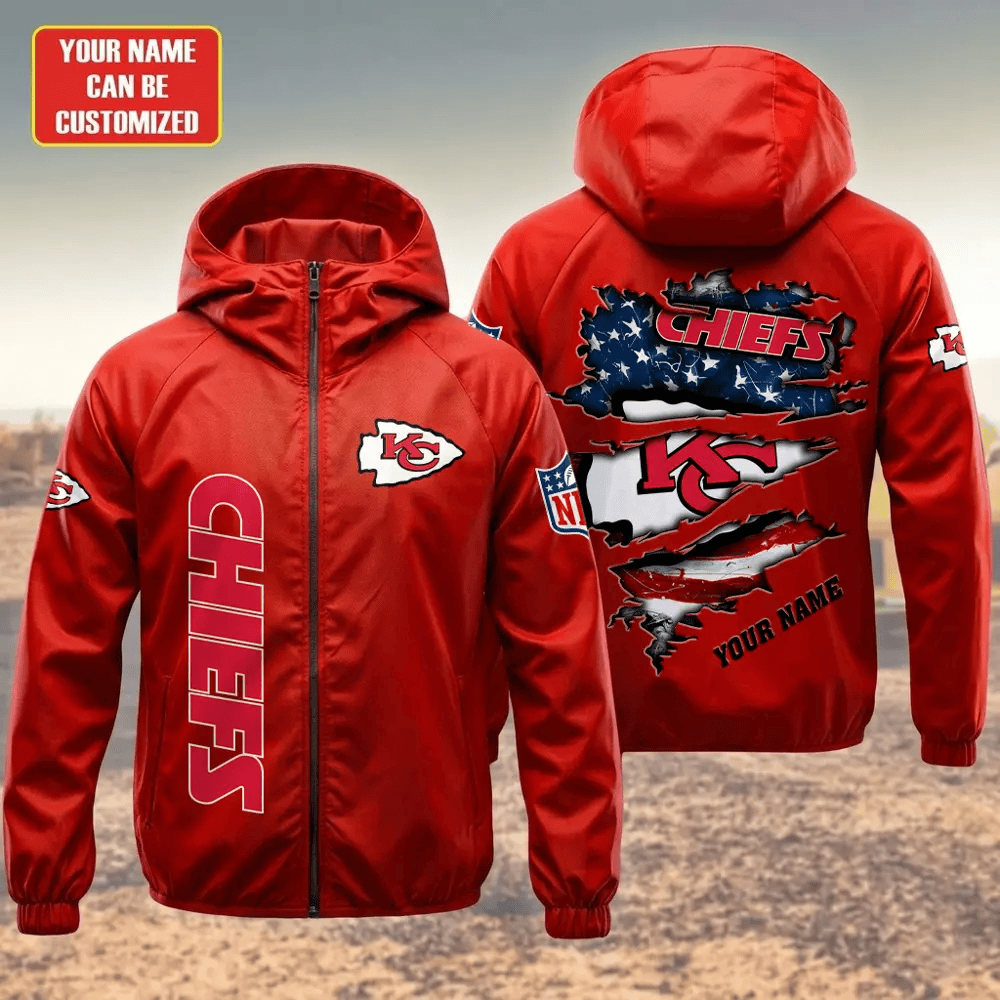 Kansas City Chiefs Hooded Full Zip Windbreaker Jacket P5zgwf