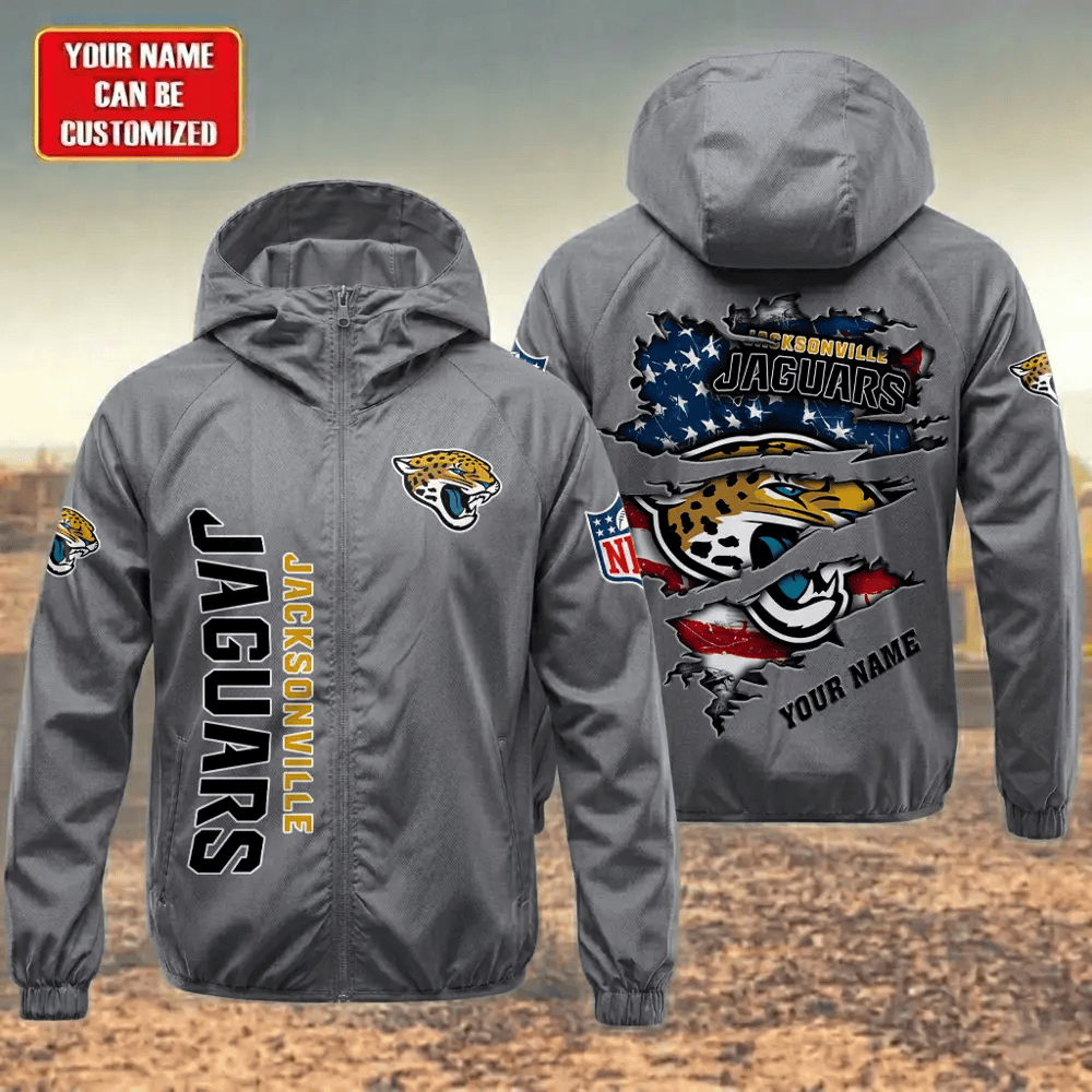 Jacksonville Jaguars Hooded Full Zip Windbreaker Jacket Pqpeka