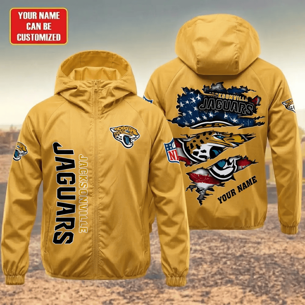 Jacksonville Jaguars Hooded Full Zip Windbreaker Jacket Pqpeka