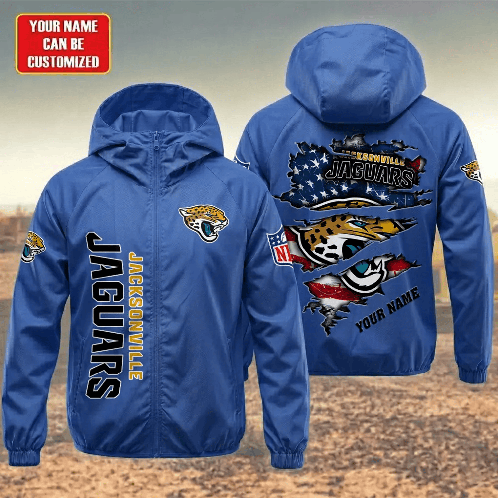 Jacksonville Jaguars Hooded Full Zip Windbreaker Jacket Pqpeka