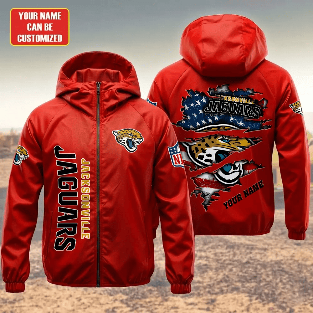 Jacksonville Jaguars Hooded Full Zip Windbreaker Jacket Pqpeka