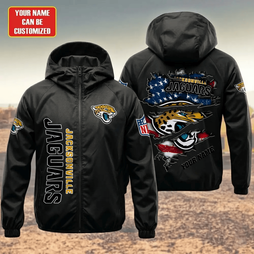 Jacksonville Jaguars Hooded Full Zip Windbreaker Jacket Pqpeka