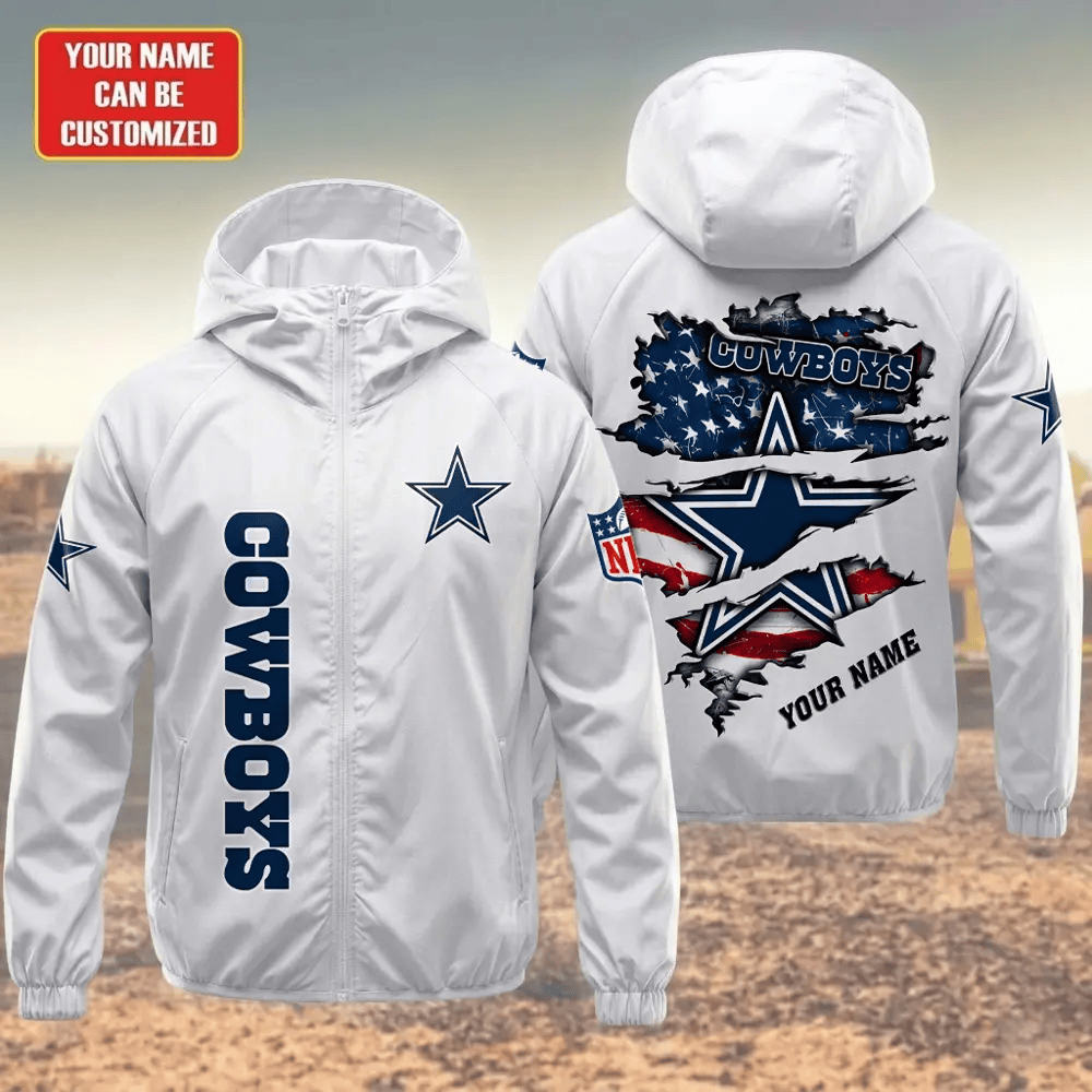 Dallas Cowboys Hooded Full Zip Windbreaker Jacket Pjmawh
