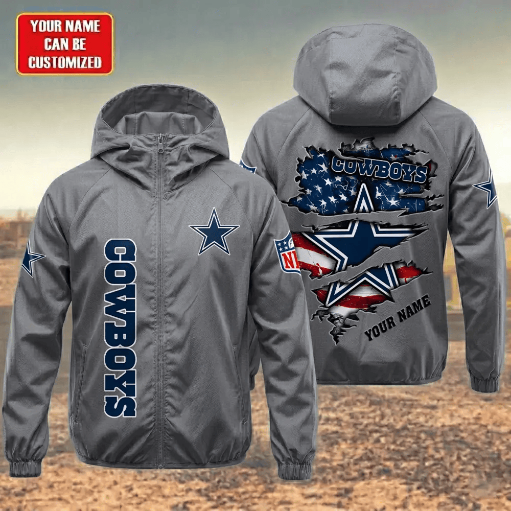 Dallas Cowboys Hooded Full Zip Windbreaker Jacket Pjmawh