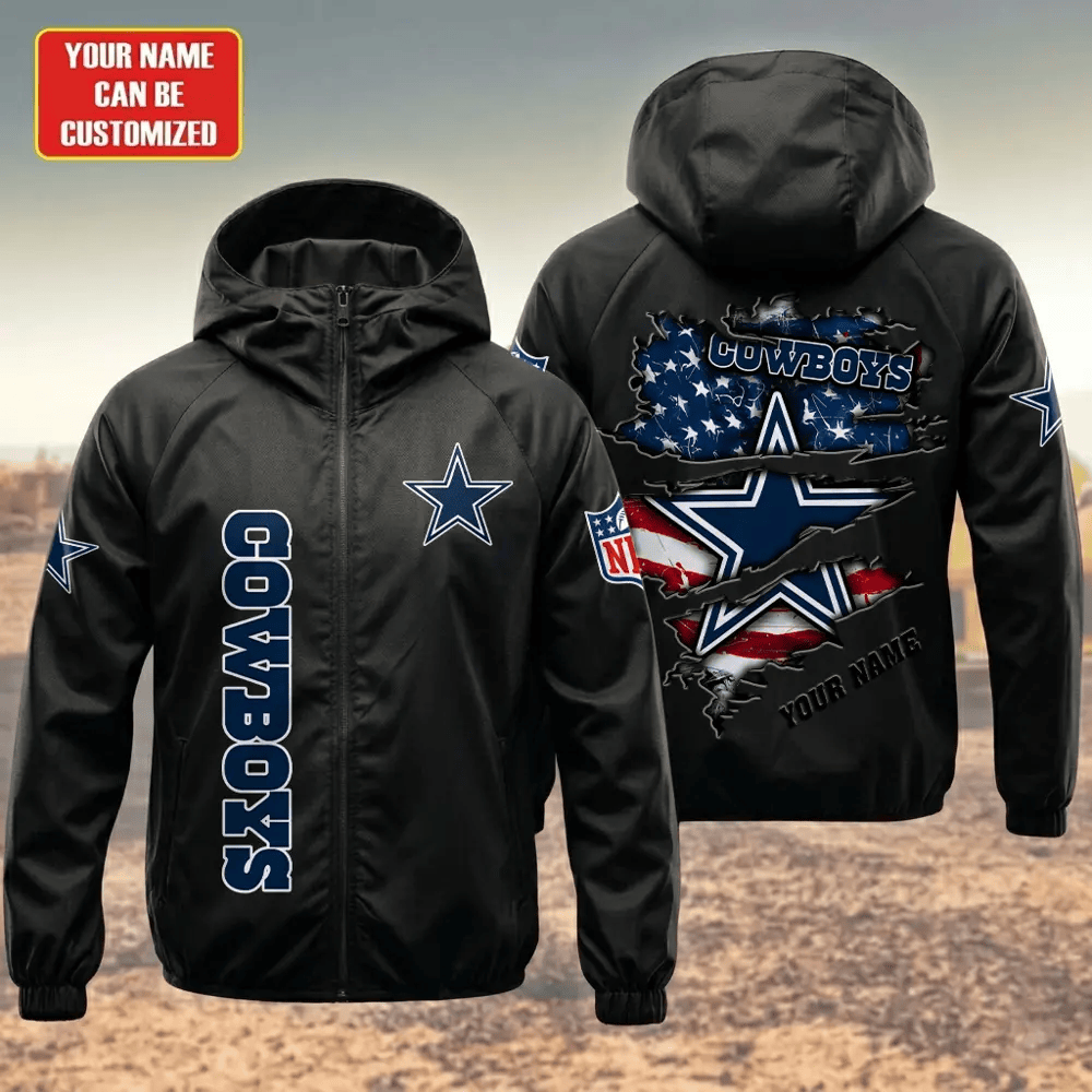 Dallas Cowboys Hooded Full Zip Windbreaker Jacket Pjmawh