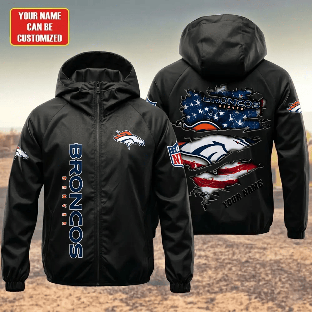 Denver Broncos Hooded Full Zip Windbreaker Jacket P83qax
