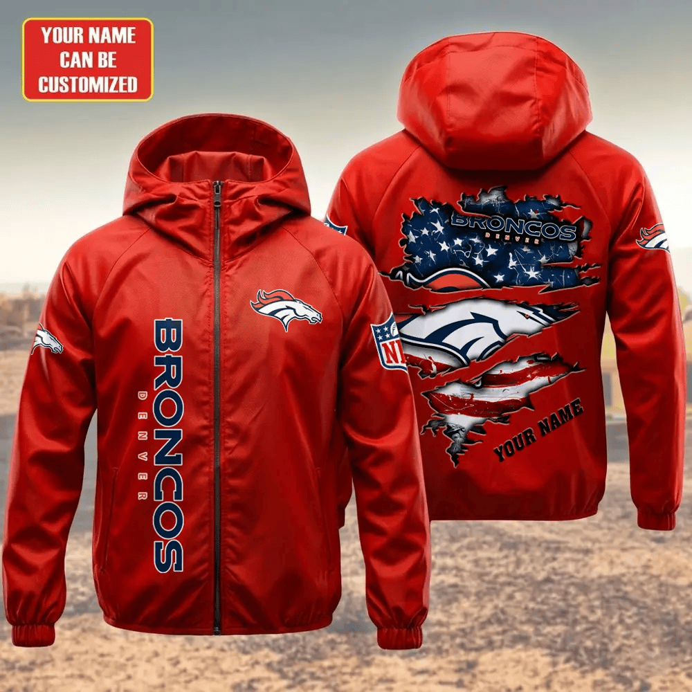 Denver Broncos Hooded Full Zip Windbreaker Jacket P83qax