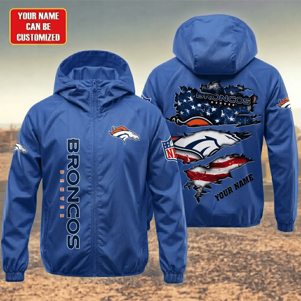Denver Broncos Hooded Full Zip Windbreaker Jacket P83qax