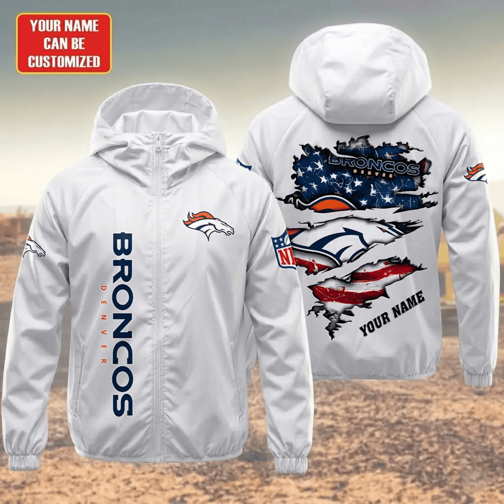 Denver Broncos Hooded Full Zip Windbreaker Jacket P83qax