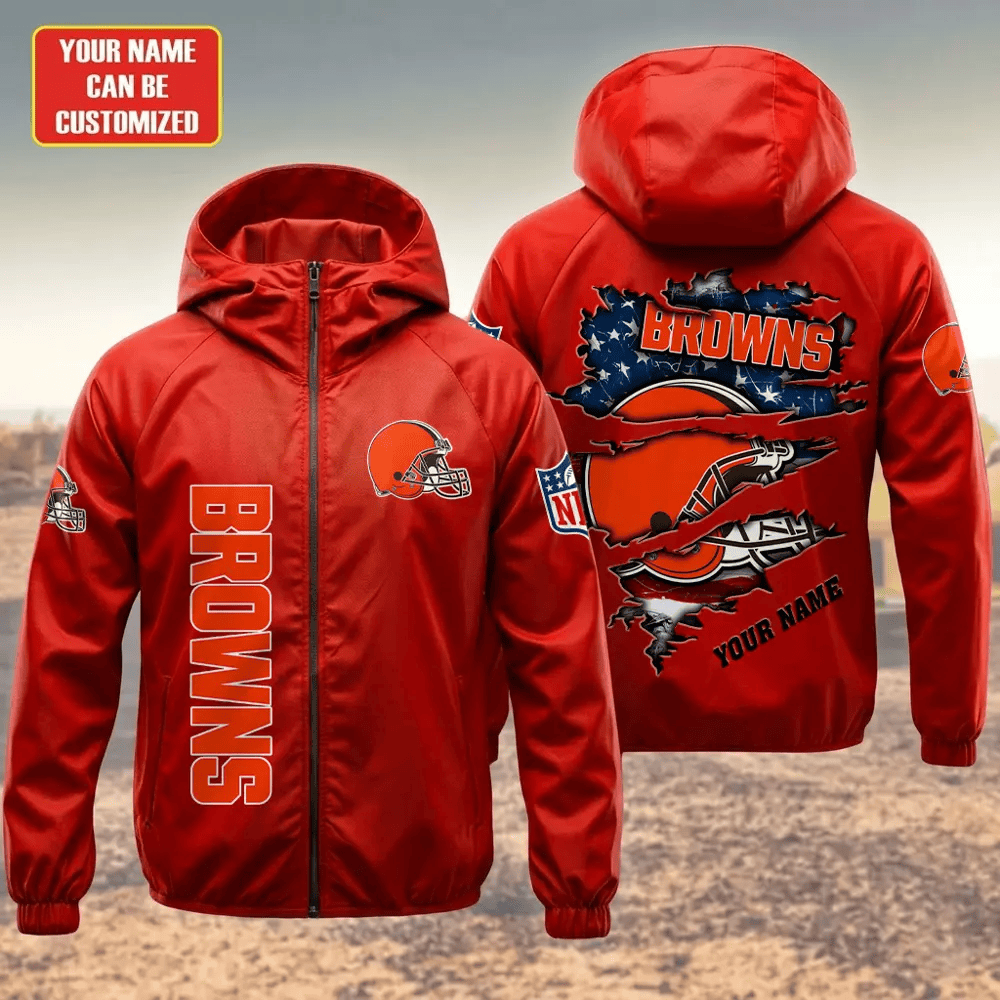 Cleveland Browns Hooded Full Zip Windbreaker Jacket Pr7qll